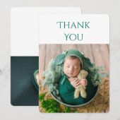 2枚のフォトベビーグリーンサンキューカード サンキューカード (正面/裏面)