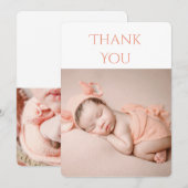 2枚のフォトベビーサンキューカード サンキューカード (正面/裏面)