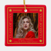 2枚のフォトレッド | 2023年金ゴールドクラス卒業 セラミックオーナメント (正面)