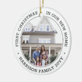 2枚のフォト初めてのクリスマス新しいホームブラックとホワイト セラミックオーナメント (左)