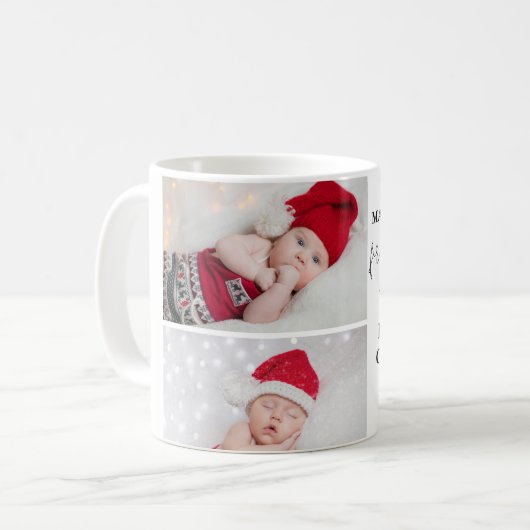2枚のフォト初めてのクリスマス祖母マグカップ コーヒーマグカップ (正面左)