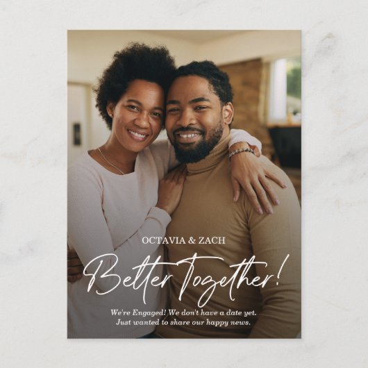 2枚のフォト婚約発表葉書 インビテーションポストカード (正面)