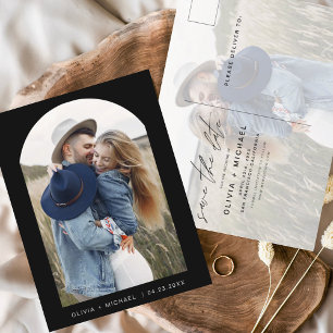 2枚のフォト白黒日付はがきを保存 ポストカード