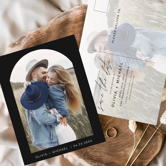 2枚のフォト白黒日付はがきを保存 ポストカード