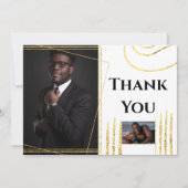 2枚のフォト金ゴールド抽象芸術図形をありがとうモダンございます サンキューカード (正面)