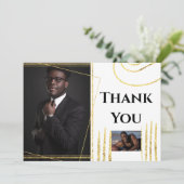 2枚のフォト金ゴールド抽象芸術図形をありがとうモダンございます サンキューカード (スタンド正面)