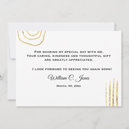 2枚のフォト金ゴールド抽象芸術図形をありがとうモダンございます サンキューカード (裏面)