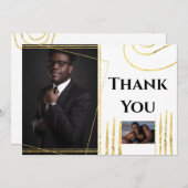 2枚のフォト金ゴールド抽象芸術図形をありがとうモダンございます サンキューカード (正面/裏面)