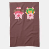 2枚のブタの台所タオル キッチンタオル (縦)