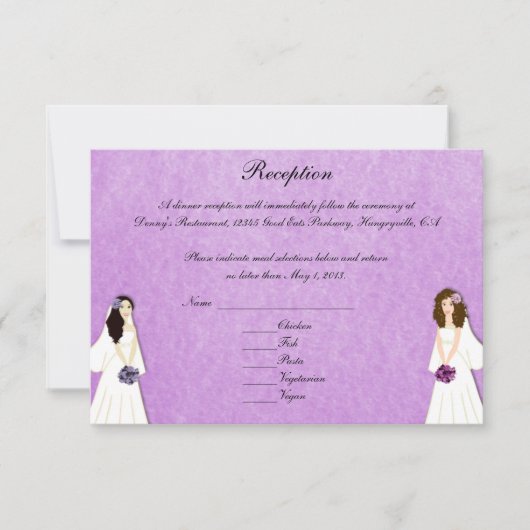 2枚のブライド·レズビアン結婚のカスタム披露宴カード 招待状 (正面)