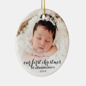 2枚のベビー写真 – 祖父母としての初めてのクリスマス セラミックオーナメント (右)