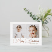 2枚のミニマル写真のクリスマス 箔シーズンポストカード (立ち正面)