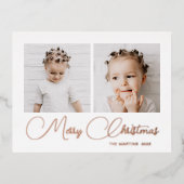 2枚のミニマル写真のクリスマス 箔シーズンポストカード (正面)