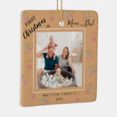 2枚のモダンフォトコラージュ初めてのクリスマスCe セラミックオーナメント (右)