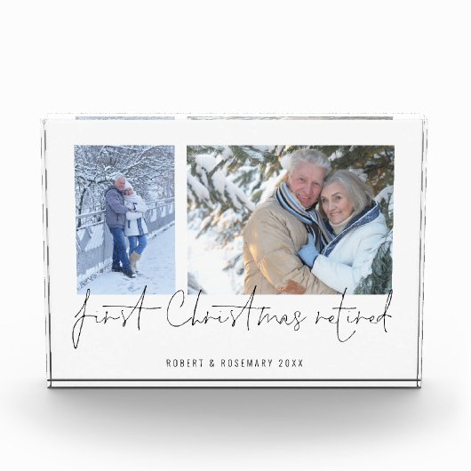 2枚のモダンフォトスクリプト名初めてのクリスマス退職した フォトブロック (正面)