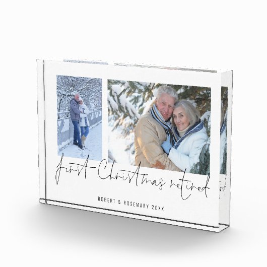 2枚のモダンフォトスクリプト名初めてのクリスマス退職した フォトブロック (右)