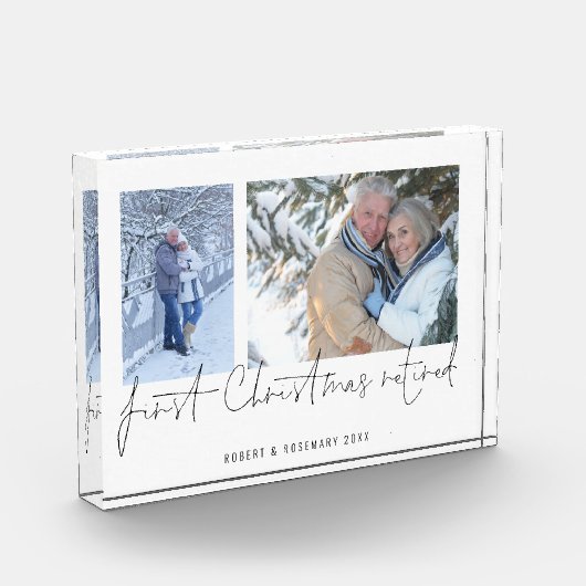 2枚のモダンフォトスクリプト名初めてのクリスマス退職した フォトブロック (左)