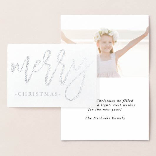 2枚のモダンメリー写真のクリスマスとタイポグラフィ 箔カード (ディスプレー)