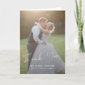 2枚のモダン写真の結婚サンキューカードをスクリプト サンキューカード (正面)