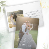 2枚のモダン写真の結婚サンキューカードをスクリプト サンキューカード