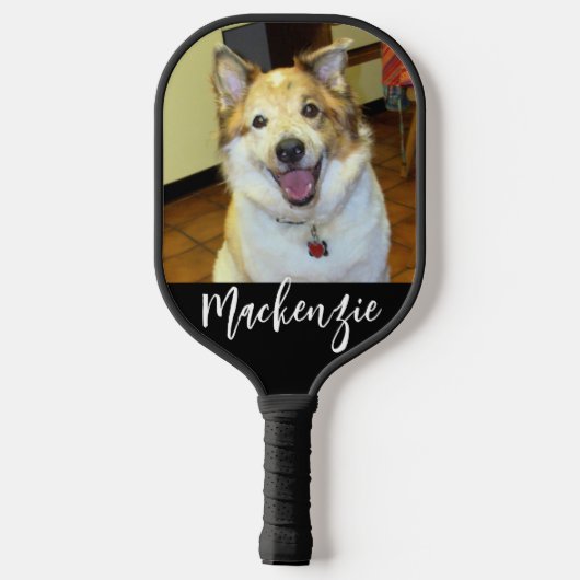 2枚のモダン写真コラージスクリプト名のカスタム色 ピックルボールラケット (裏面)