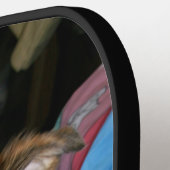 2枚のモダン写真コラージスクリプト名のカスタム色 ピックルボールラケット (左詳細)