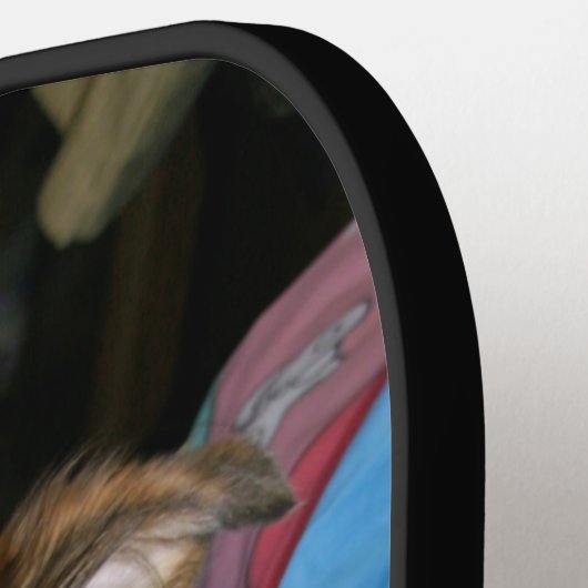 2枚のモダン写真コラージスクリプト名のカスタム色 ピックルボールラケット (左詳細)