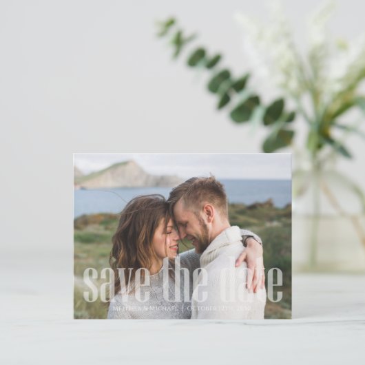 2枚のモダン写真シンプルミニマルQRコード ポストカード (スタンド正面)