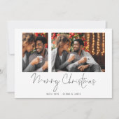 2枚のモダン写真スクリプトメリークリスマスカード (正面)