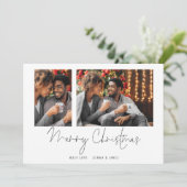 2枚のモダン写真スクリプトメリークリスマスカード (スタンド正面)