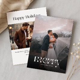 2枚のモダン写真ファミリークリスマスカード シーズンカード