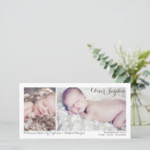 2枚のモダン写真ベビー誕生のお知らせ 案内状 (スタンド正面)