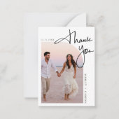 2枚のモダン写真結婚の予算ミニありがとう ノートカード (正面)