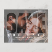 2枚のモダン写真QRコード日付オーバーレイの保存 案内ポストカード (正面)