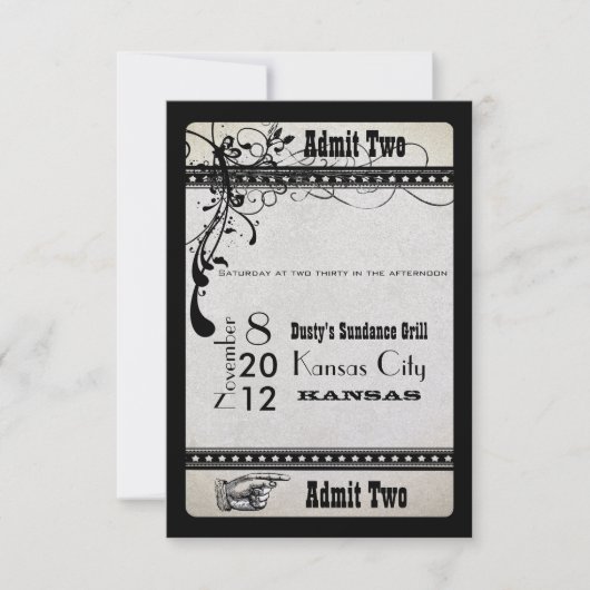 2枚のヴィンテージ・ショービル招待状への返信はがき 出欠カード (正面)