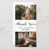 2枚の写カジュアル真を卒業ありがとう台本 サンキューカード (正面/裏面)