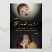 2枚の写モダン真を卒業 箔招待状 (正面)