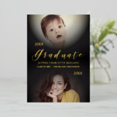 2枚の写モダン真を卒業 箔招待状 (立ち正面)