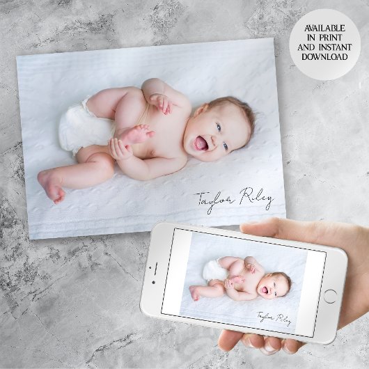 2枚の写真ありがとうベビー発表 案内状