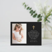 2枚の写真がクロスする初領聖体感謝 黒 ポストカード (スタンド正面)