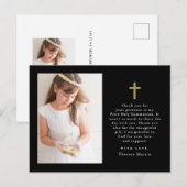 2枚の写真がクロスする初領聖体感謝 黒 ポストカード (正面/裏面)