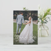 2枚の写真が入ったシンプルな結婚式のお礼カード サンキューカード (スタンド正面)