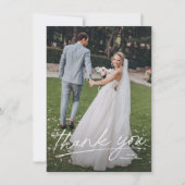 2枚の写真が入ったシンプルな結婚式のお礼カード サンキューカード (正面)