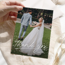2枚の写真が入ったシンプルな結婚式のお礼カード