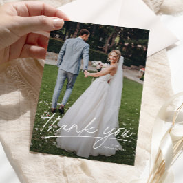 2枚の写真が入ったシンプルな結婚式のお礼カード サンキューカード