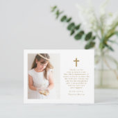 2枚の写真が入るファーストコミュニオンの感謝カード ポストカード (スタンド正面)