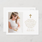 2枚の写真が入るファーストコミュニオンの感謝カード ポストカード (正面/裏面)