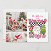 2枚の写真が入る市松模様のMerry & Brightクリスマス シーズンカード (正面)