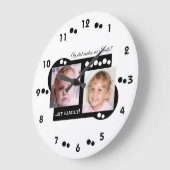 2枚の写真が家族の白 ラージ壁時計 (傾斜)