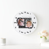 2枚の写真が家族の白 ラージ壁時計 (ホーム)